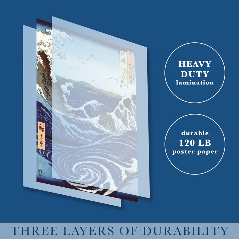 Palace Learning 2 Pack - The Great Wave Off Kanagawa by Katsushika Hokusai & Stormy Sea at the Naruto Rapids by Ando Hiroshige - Japanese Fine Art Wall Posters (LAMINATED, 18" x 24") - Image 3